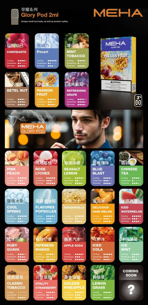 5325a4f9d94ef6d80fb479ce21f9c513.webp MEHA 魅嗨一代通用煙彈|精選風味調配・穩定搭配系統・一代主機完美搭配