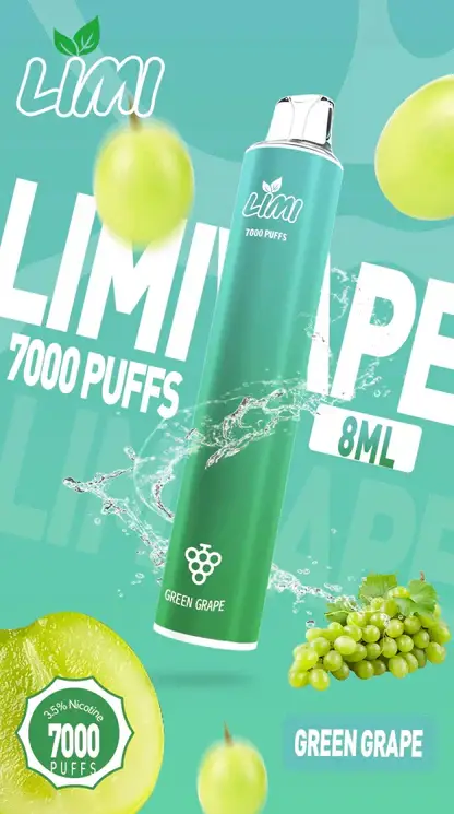 LIMI 7000口拋棄式電子煙｜流線輕巧設計・高容量續航配置・細膩霧化體驗