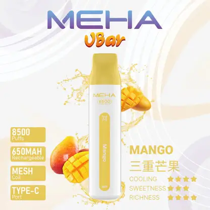 MEHA VBar 魅嗨小白條8500口拋棄式電子煙｜極簡流線設計・高容量續航配置・細膩霧化體驗